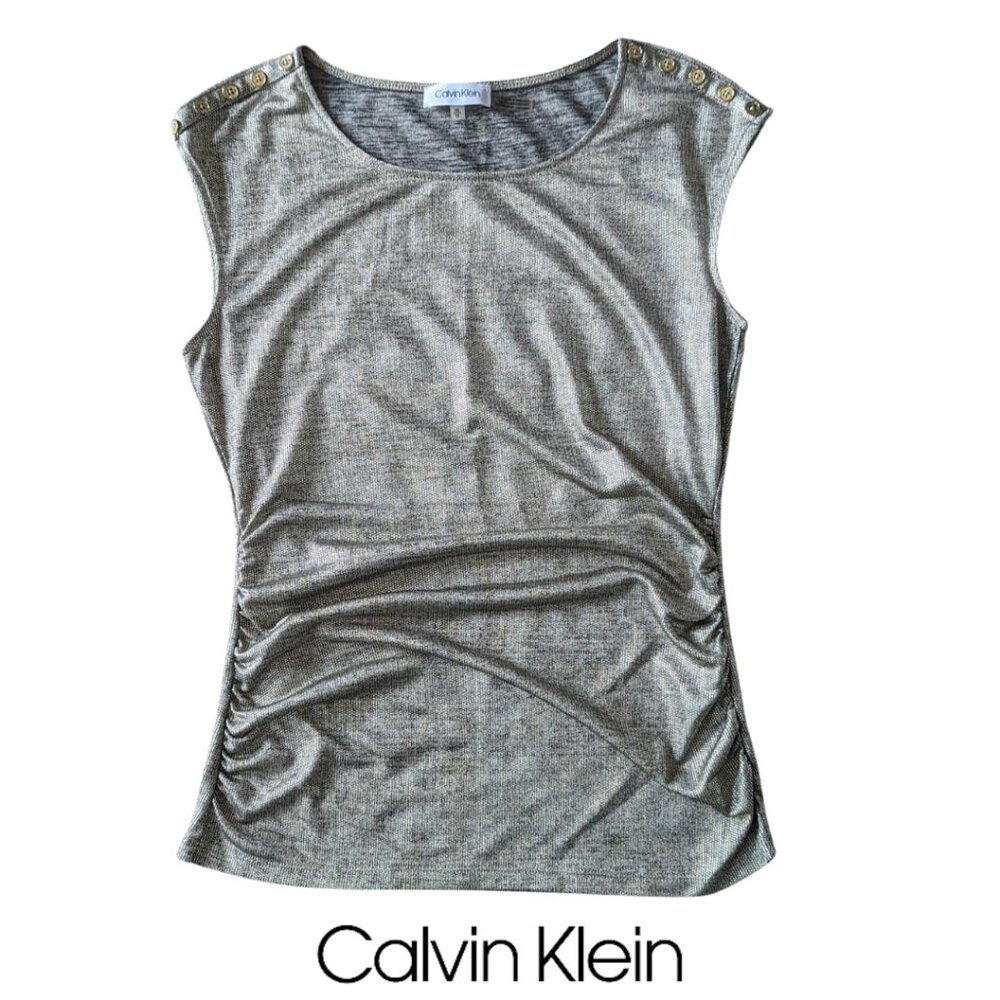Calvin Klein Gold Sleeveless Shirt XS Excellent Condition